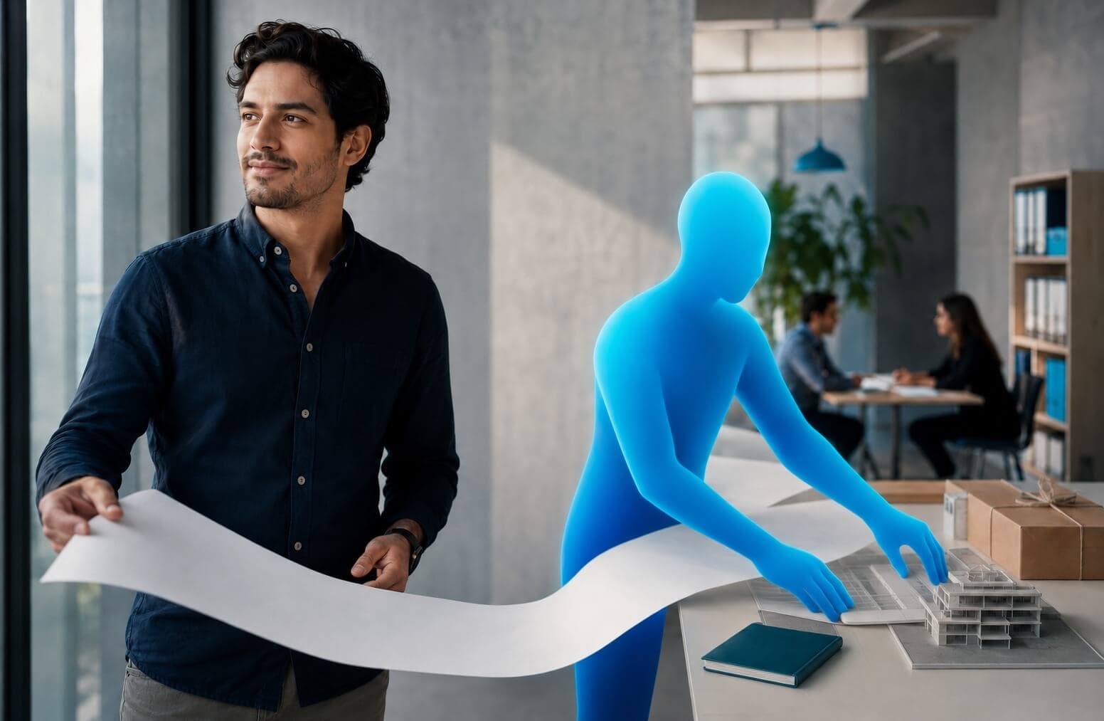 Equipo humano trabajando junto a agentes de inteligencia artificial